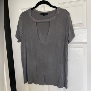 Olivaceous Womens Gray Keyholy Short sleeve t shirt
